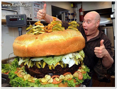 תמונת המבורגר ענק, מעניין כמה קלוריות יש פה