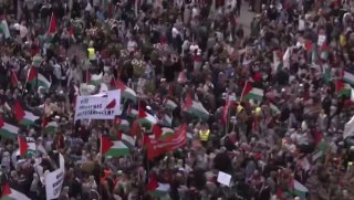 הפגנה בעיר מאלמו השוודית נגד השתתפות מדינת ישראל בפסטיבל...